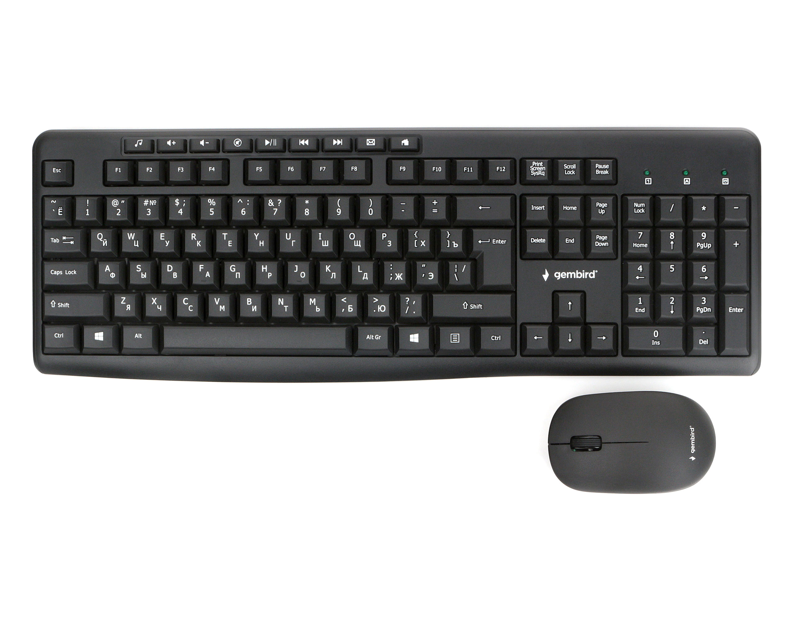 

Клавиатура + мышь Gembird KBS-9400, беспроводная, USB, черный (KBS-9400), KBS-9400