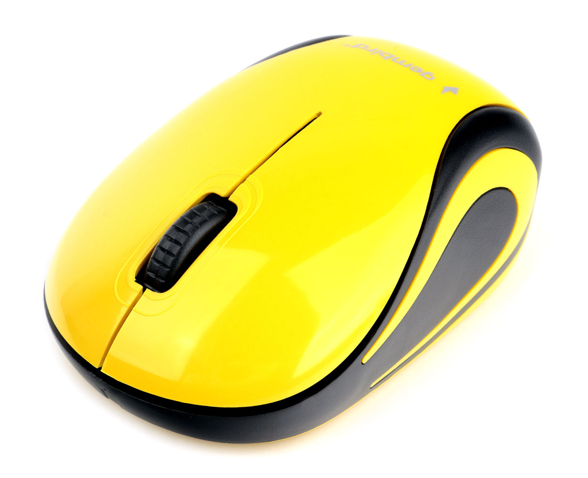 Мышь беспроводная Gembird MUSW-615, 1200dpi, оптическая светодиодная, USB, черный/желтый (MUSW-615)