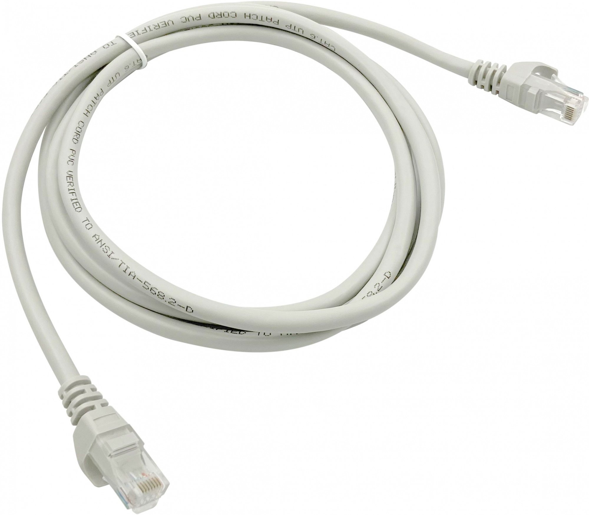 Патч-корд UTP кат.6, 2м, RJ45-RJ45, серый, Buro (1543681/1543681)