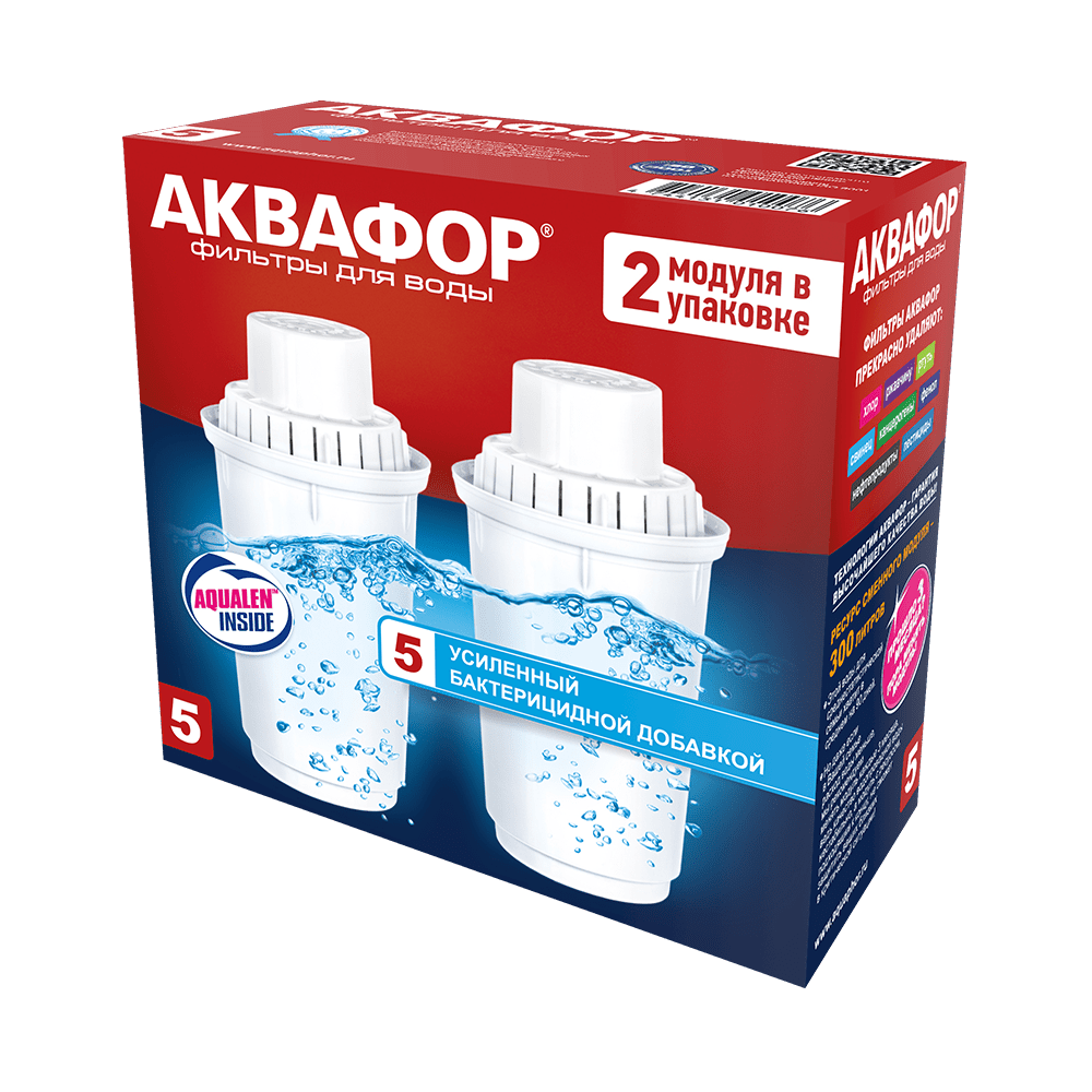 

Комплект картриджей Аквафор В5 для кувшинов с гнездом посадки 7см, 300л, 2шт. (В100-5_2) Плохая упаковка, В5