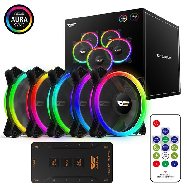 

Набор из 5 вентиляторов darkFlash DR12 PRO, 120мм, 1200rpm, 16 дБ, 6-pin, ARGB, DR12 PRO