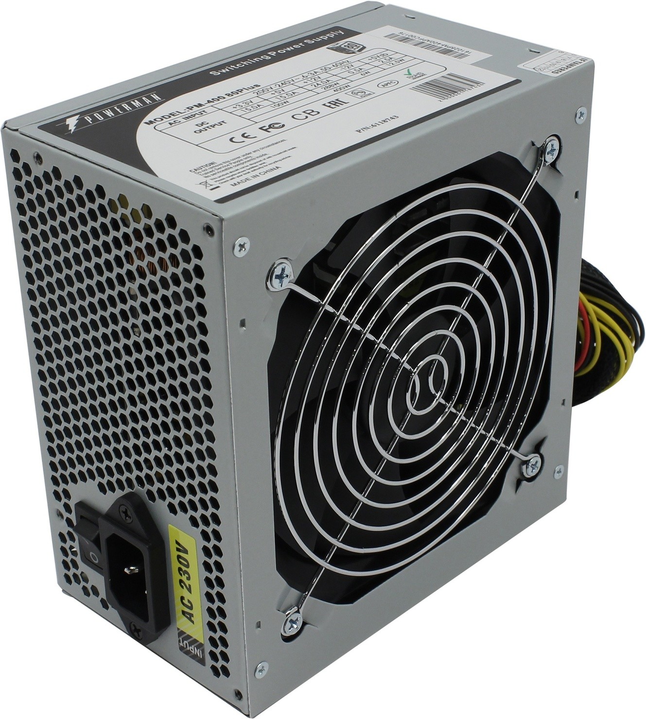 

Блок питания 400 Вт ATX POWERMAN PM-400 80Plus, 120 мм, 80 Plus, Bulk (OEM) (6118743), Серый, PM-400 80Plus