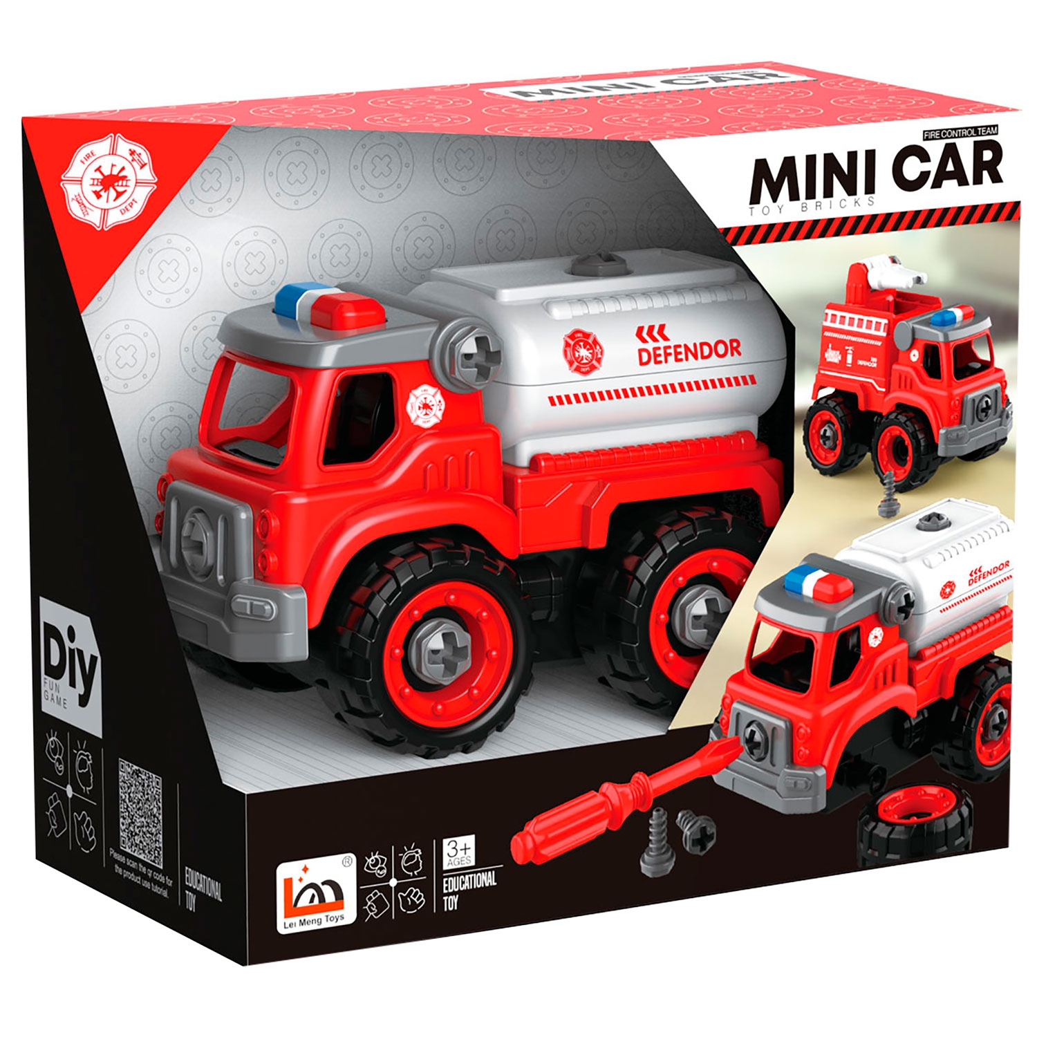 Игровой набор Lei Meng Техника пожарных: Автоцистерна, Автомобиль, Отвертка, красный (LM9035)