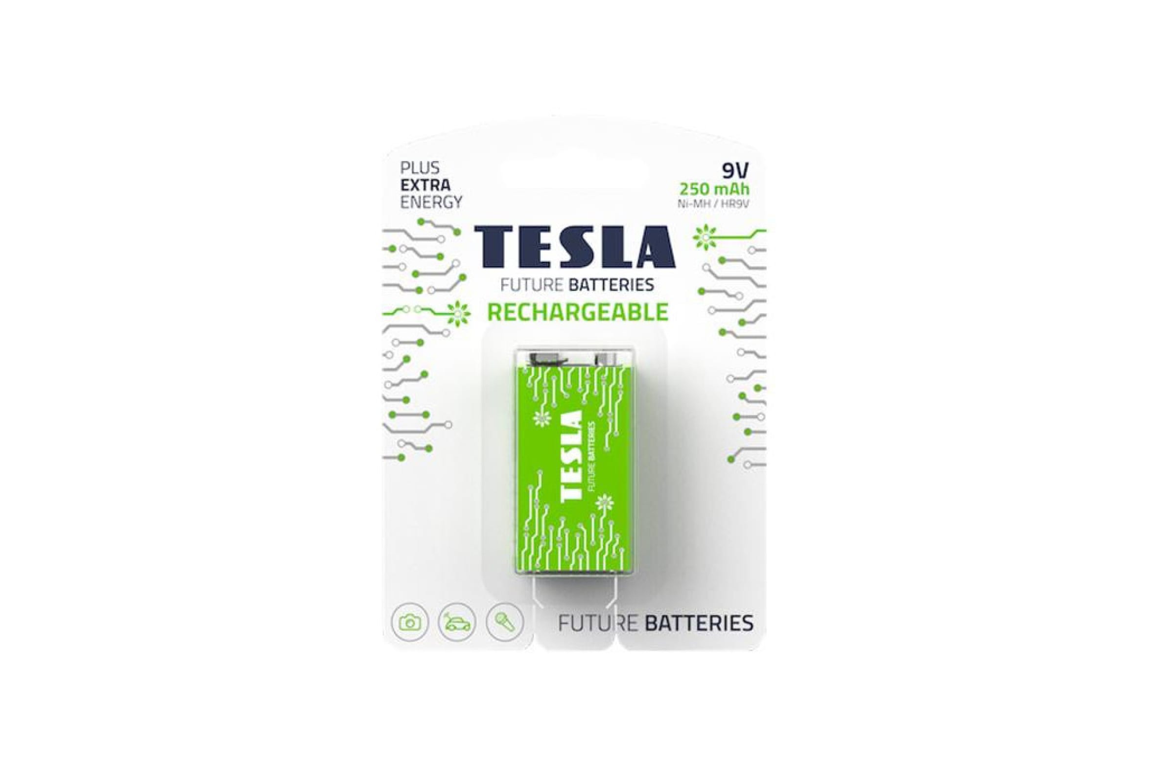 

Батарея TESLA RECHEARGEABLE, крона (6LR61/6LF22/1604A), 9V, 1шт. (8594183392271)