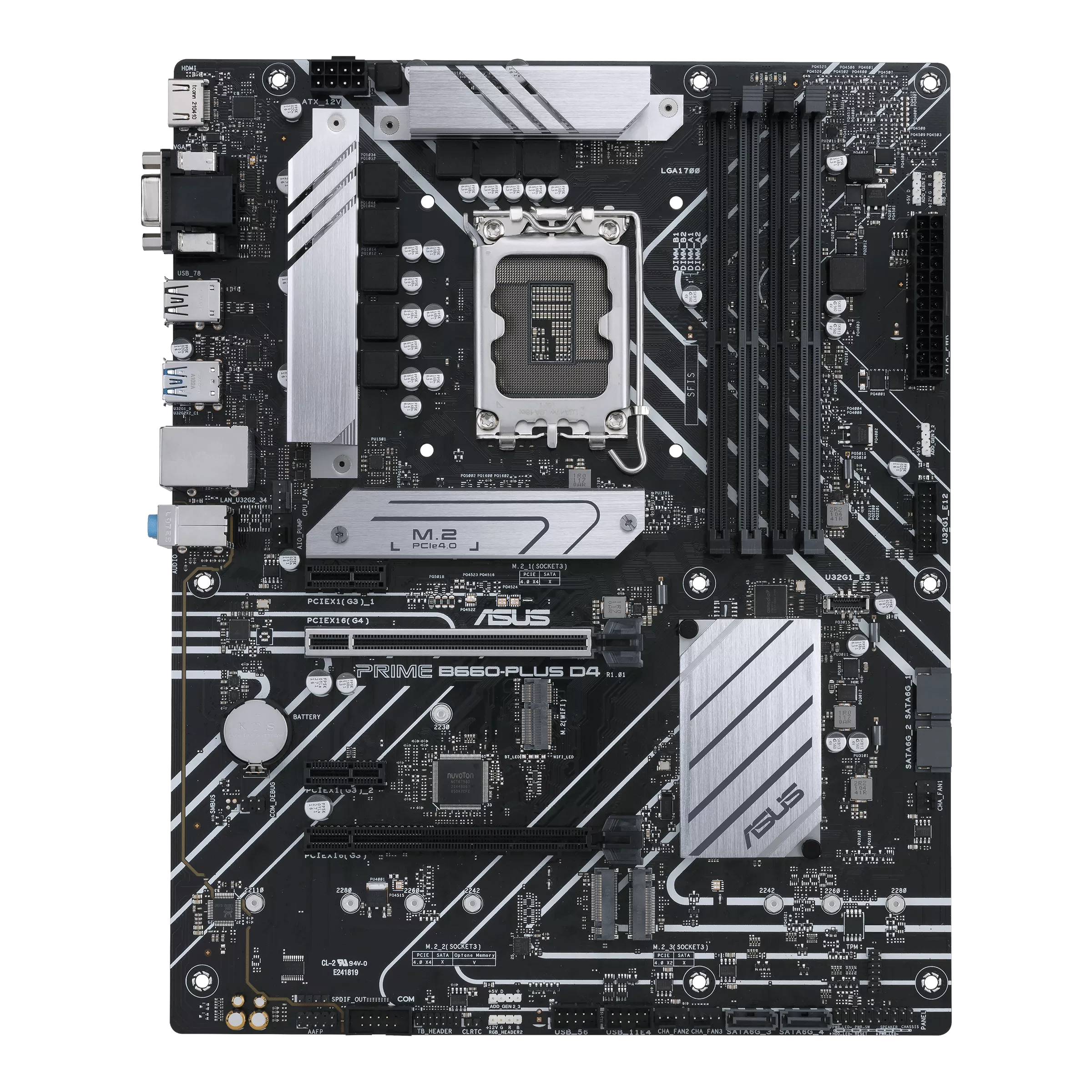 

Материнская плата ASUS PRIME B660-PLUS D4, Socket1700, Intel B660, 4xDDR4, 2PCI-Ex16, 4SATA3, 7.1-ch, GLAN, 5 USB 3.2, 2 USB Type-C, VGA, HDMI, DP, ATX, Retail, PRIME B660-PLUS D4