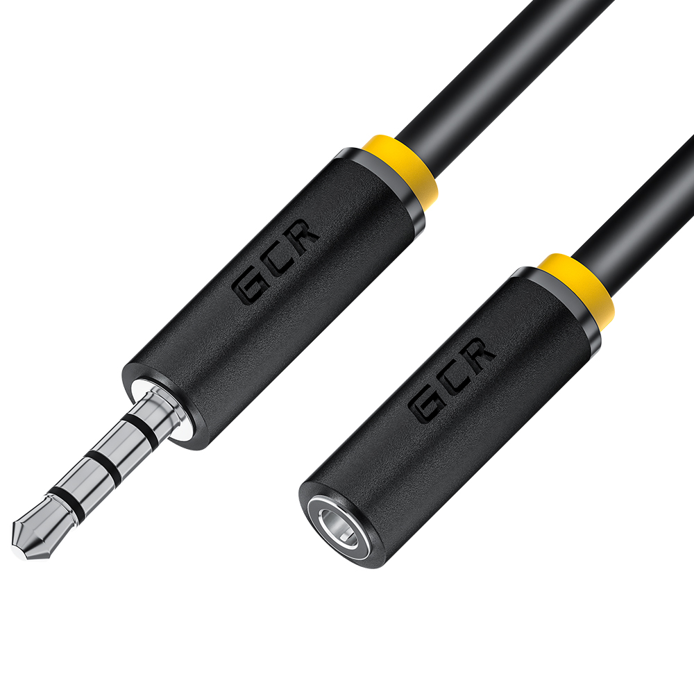 

Кабель-удлинитель Jack 3.5mm(4pin) (M)-Jack 3.5mm(4pin) (F), экранированный, 15см, черный/желтый GCR GCR-STM12 ( GCR-53262), GCR-STM12