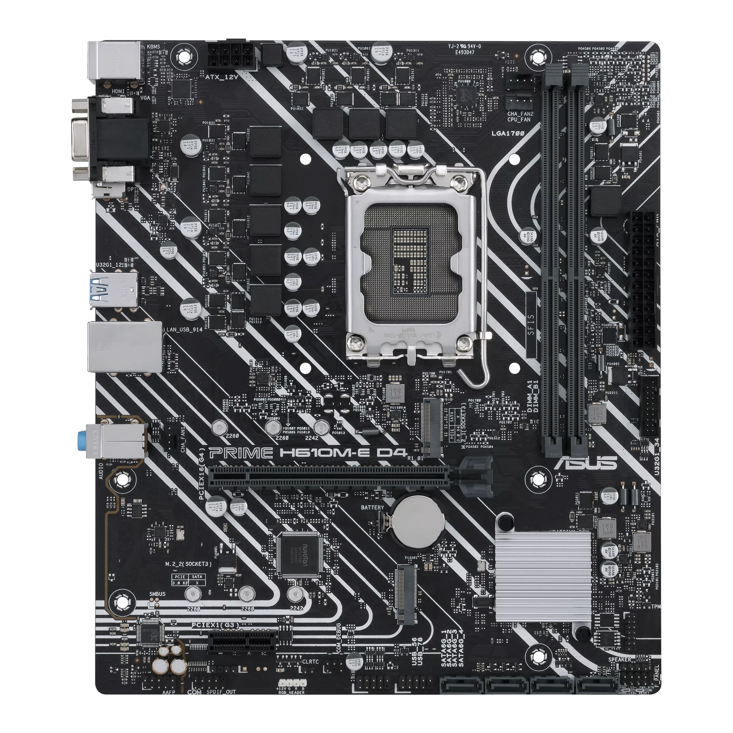 Материнская плата ASUS PRIME H610M-E D4-CSM, LGA1700, H610, 2xDDR4, PCI-Ex16, 4SATA3, 7.1-ch, 1x1000 Мбит/с, 4 USB 3.2, VGA, HDMI, DisplayPort, mATX, Retail 90MB19N0-M0EAYC - фото 1