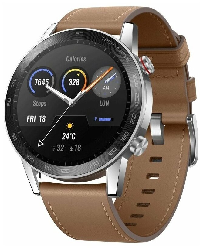 

Смарт-часы Honor Watch Magic 2 46mm Flax Brown, Bluetooth, GPS, 455 мАч Серый/Коричневый MNS-B39, 5502AACT, Темно-серый/коричневый, Magic 2