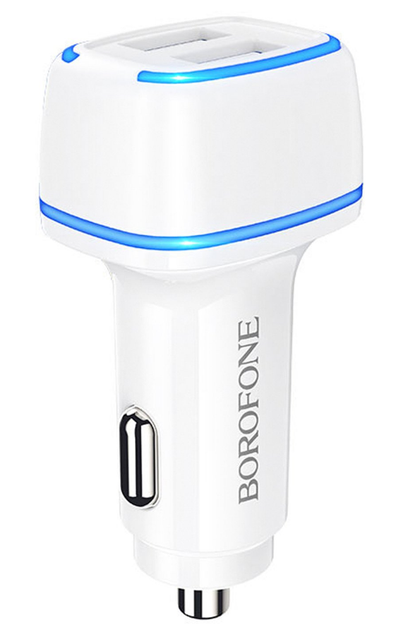 Автомобильное зарядное устройство Borofone BZ14 Max, 2xUSB, 2.4А, 10 Вт, белый