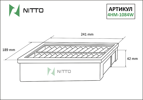 

Воздушный фильтр Nitto, панельный для Honda (4HM-1084W), 0