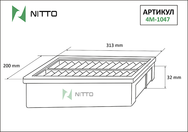 Воздушный фильтр NITTO, панельный для Mazda (4M-1047)