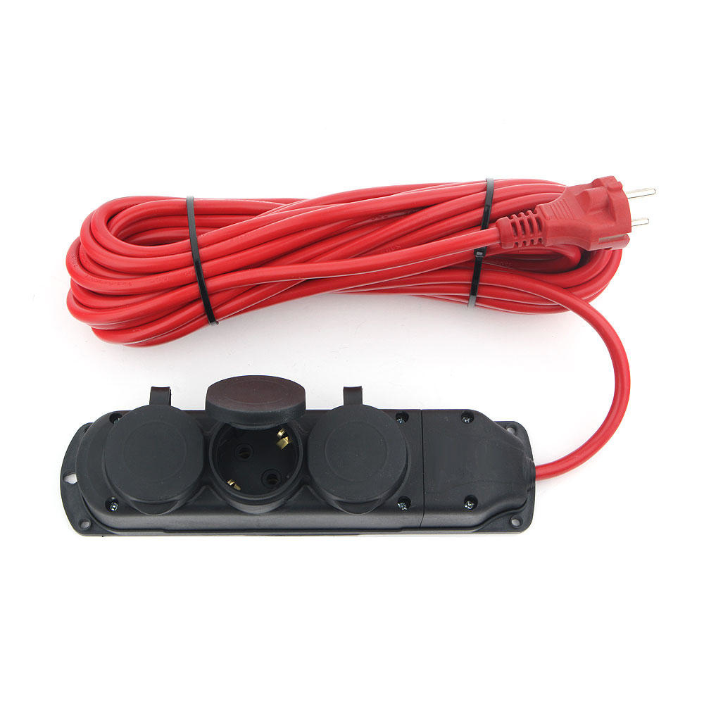 Удлинитель PowerCube PC-3G-3B-20(IP), 3-розетки, 20м, черный/красный (PC-3G-3B-20(IP))