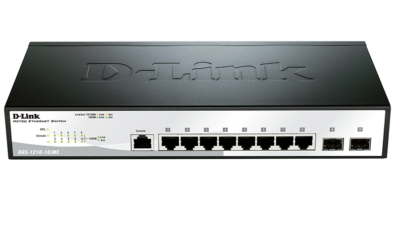 

Коммутатор D-link DGS-1210-10/ME, управляемый, кол-во портов: 8x1 Гбит/с, кол-во SFP/uplink: SFP 2x1 Гбит/с, установка в стойку (DGS-1210-10/ME/A1A), DGS-1210-10/ME