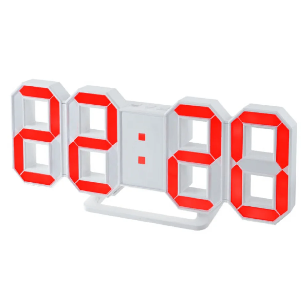 Часы Perfeo LUMINOUS, красная подсветка, от USB, будильник, белый (PF-663)