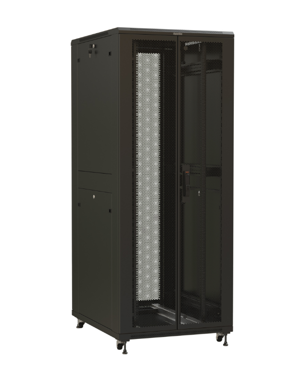 Шкаф телекоммуникационный напольный 47U 800x1000 мм, перфорация/металл, черный, разборный, Hyperline TTR (TTR-4781-DD-RAL9005)
