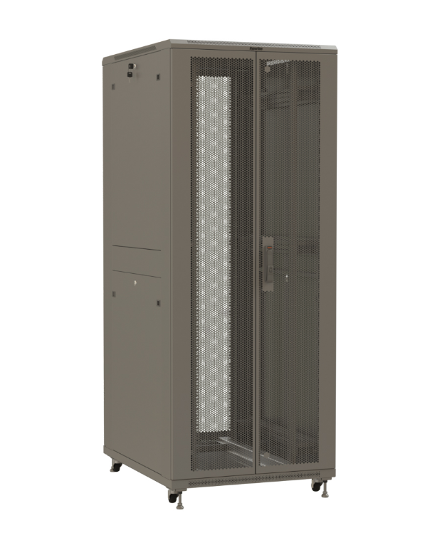 Шкаф телекоммуникационный напольный 42U 800x1200 мм, перфорация/металл, серый, разборный, Hyperline TTR (TTR-4282-DD-RAL7035)