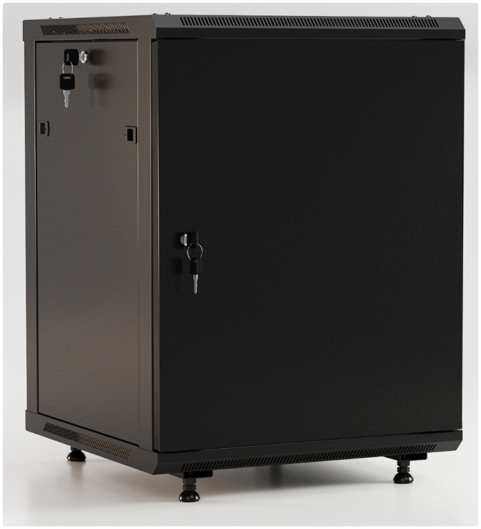 Шкаф телекоммуникационный настенный 22U 600x600 мм, металл, черный, разборный, Hyperline TWB (TWB-FC-2266-SR-RAL9004)