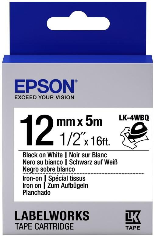 Картридж с лентой Epson LK-4WBQ, 12ммx9м, черный на белом, оригинальная (C53S654024)