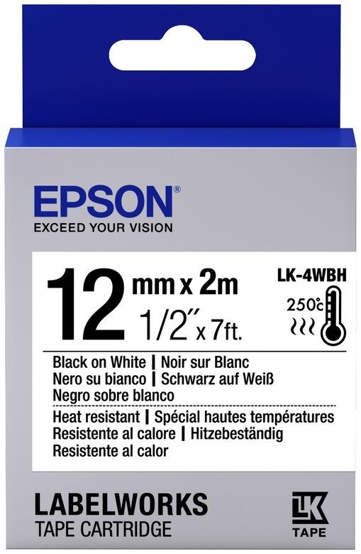Картридж с лентой Epson LK-4WBH, 12ммx2м, черный на белом, оригинальная (C53S654025)