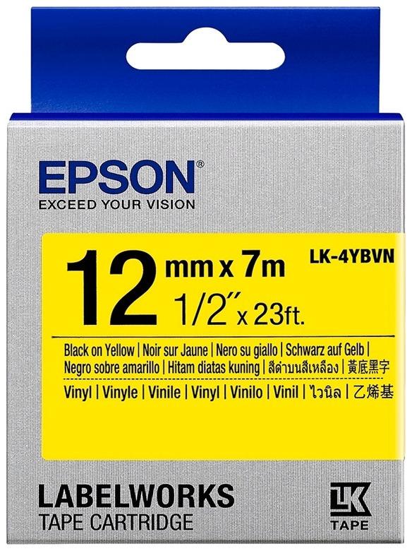 

Картридж с лентой Epson LK-4YBVN, 12ммx7м, черный на желтом, оригинальная (C53S654042), LK-4YBVN