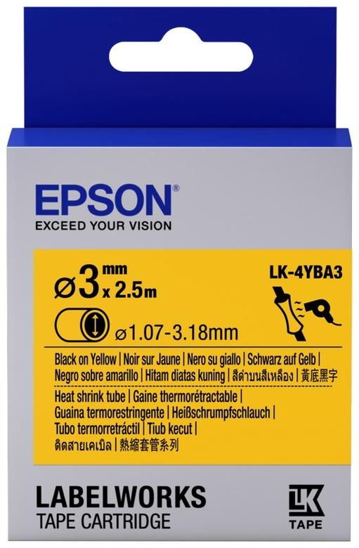 Картридж с термоусадочной трубкой Epson LK-4YBA3, 12ммx2.5м, черный на желтом, оригинальная (C53S654905)