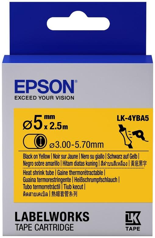 Картридж с термоусадочной трубкой Epson LK-4YBA5 , 12ммx2.5м, черный на желтом, оригинальная (C53S654906)