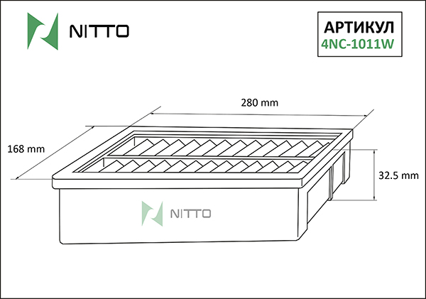 Воздушный фильтр Nitto, панельный для Nissan
