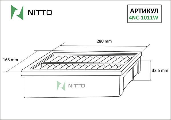 Воздушный фильтр Nitto, панельный для Nissan (4NC-1011W)