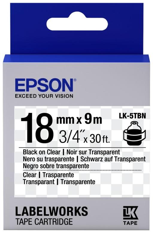 Кассета с лентой Epson LK-5TBN, 1.8 см x 9 м, черный на прозрачном, оригинальная (C53S655008)