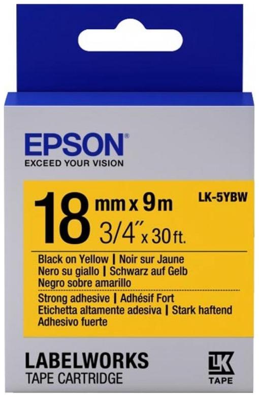 Картридж с лентой Epson LK-5YBW , 18ммx9м, черный на желтом, оригинальная (C53S655010)