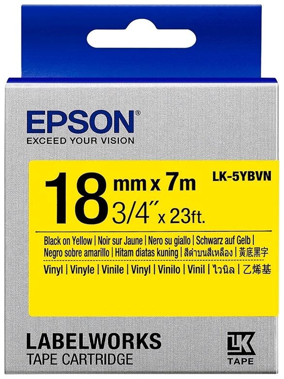 

Картридж с лентой Epson LK-5YBVN, 18ммx7м, черный на желтом, оригинальная (C53S655028), LK-5YBVN