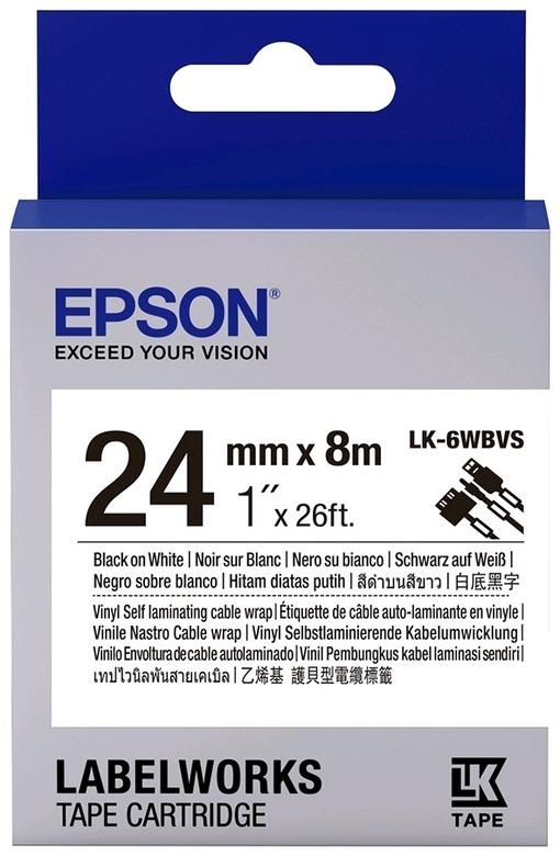 Картридж с лентой Epson LK-6WBVS, 24ммx8м, черный на белом, оригинальная (C53S656022)