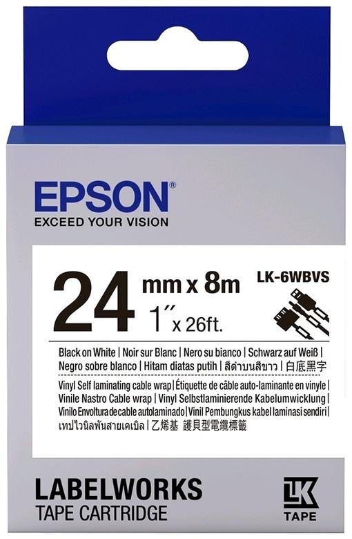 

Картридж с лентой Epson LK-6WBVS, 24ммx8м, черный на белом, оригинальная (C53S656022), LK-6WBVS