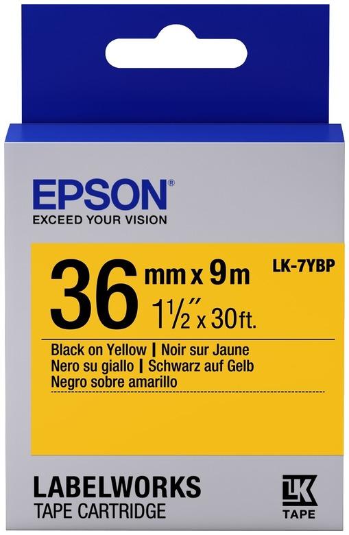 

Картридж с лентой Epson LK-7YBP, 36ммx9м, черный на желтом, оригинальная (C53S657005), LK-7YBP