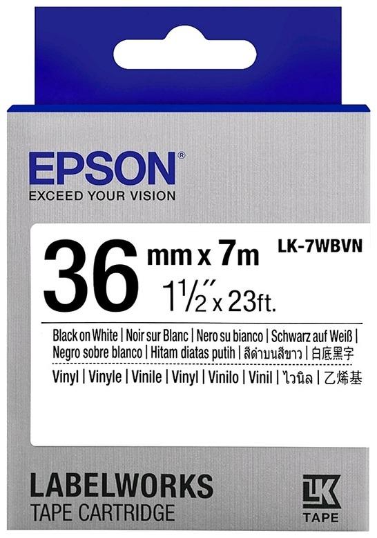 Картридж с лентой Epson LK-7WBVN, 36ммx7м, черный на белом, оригинальная (C53S657012)