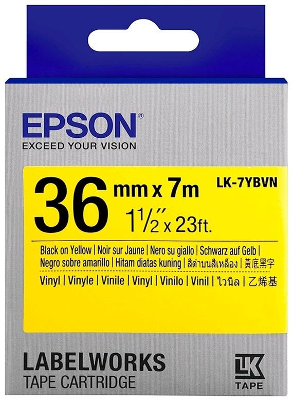 Кассета с лентой Epson LK-7YBVN, 3.6 см x 7 м, черный на желтом, оригинальная (C53S657013)