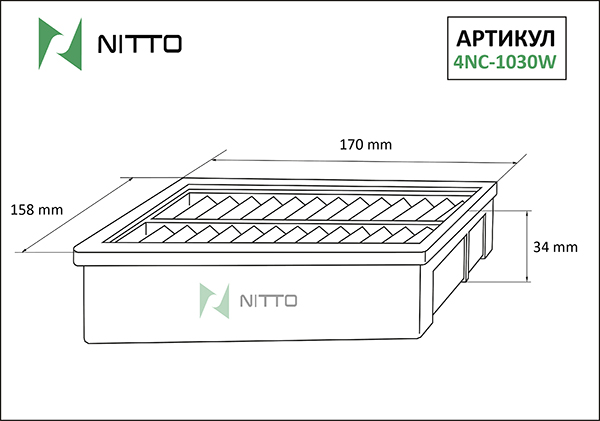 Воздушный фильтр Nitto, панельный для Mitsubishi (4NC-1030W)