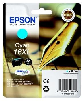 

Картридж струйный Epson T1632 (C13T16324012), голубой, оригинальный, объем 6.5мл, ресурс 450 страниц для WF-2010W WF-2010, WF-2520, WF-2530, WF-2540, T1632