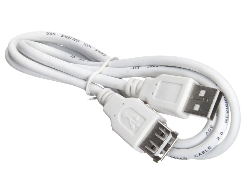 Кабель USB 2.0(Am)-USB 2.0(Af), 1м, белый Netko (NUSB-2.0A-1m-pb/wht)