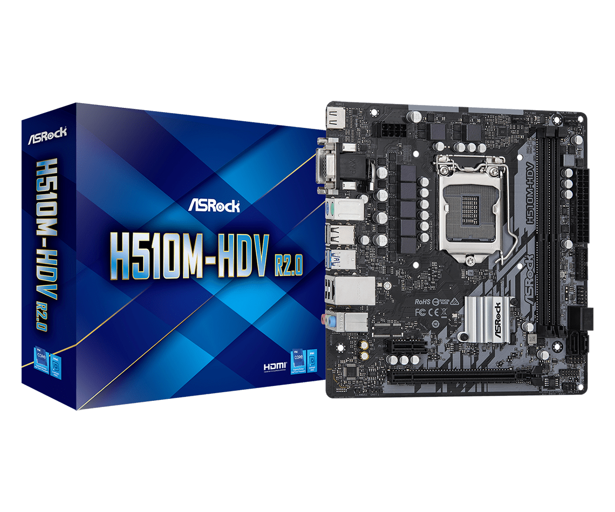 Материнская плата ASRock H510M-HDV R2.0, Socket1200, Intel H510, mATX