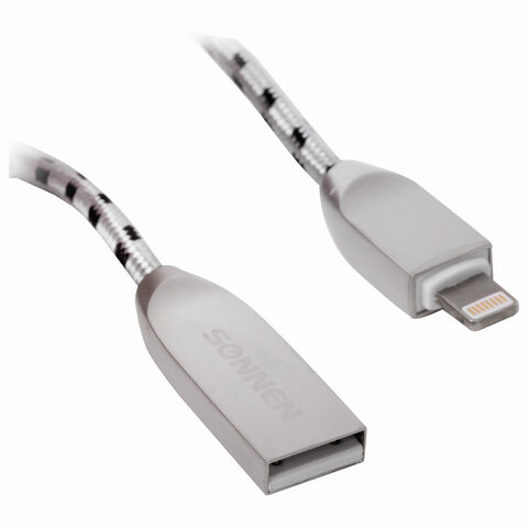 

Кабель USB-Lightning 8-pin, 3A, 1м, серебристый SONNEN Premium (513126)