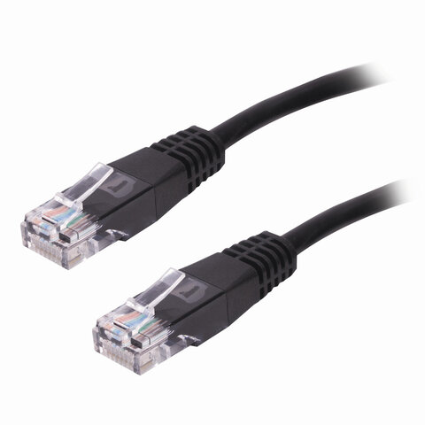 Патч-корд UTP кат.5e, 5м, RJ45-RJ45, черный, SONNEN (513124)