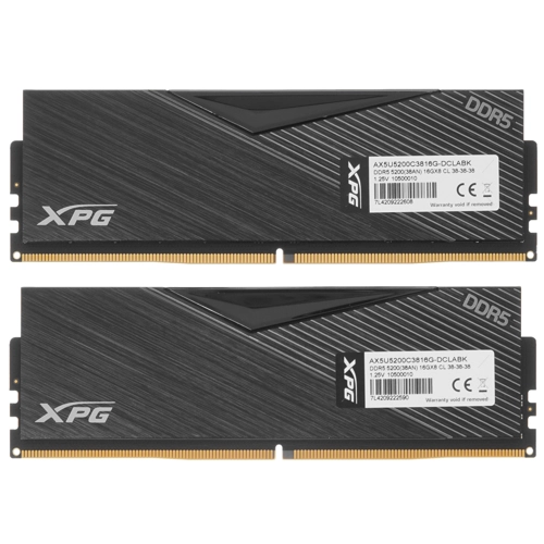 

Комплект памяти DDR5 DIMM 32Gb (2x16Gb), 5200MHz, CL38, 1.25 В, ADATA, XPG Lancer (AX5U5200C3816G-DCLABK), AX5U5200C3816G-DCLABK