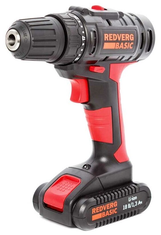 

Дрель-шуруповерт RedVerg SD18L/1-2, аккумуляторный, 20 Н·м, 1350 об/мин, 18V, 1.3 А·ч, Li-Ion, быстрозажимной патрон, 1.5кг, SD18L/1-2
