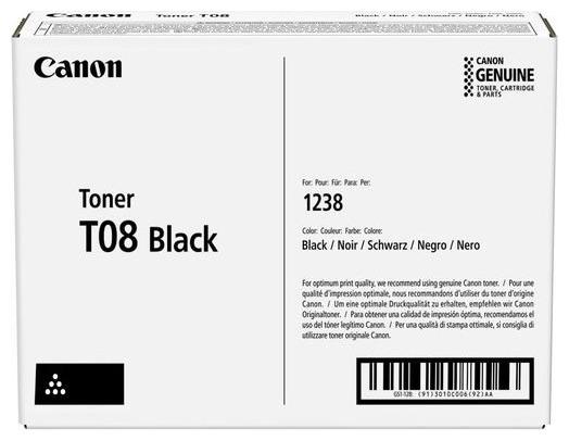 

Картридж лазерный Canon T08 Bk/3010C006, черный, 11000 страниц, оригинальный для Canon i-SENSYS 1238i 1238, T08 Bk