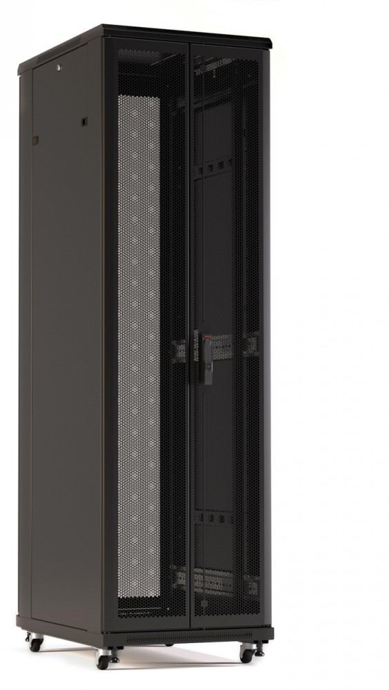 Шкаф телекоммуникационный напольный 22U 600x1000 мм, перфорация/металл, черный, разборный, Hyperline TTR (TTR-2261-DD-RAL9005)