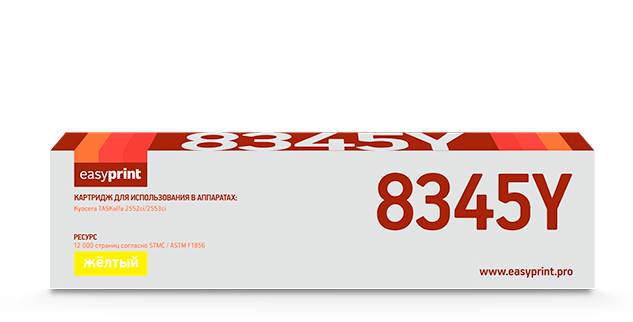 

Картридж лазерный EasyPrint LK-8345Y (TK-8345Y/1T02L7ANL0), желтый, 12000 страниц, совместимый для Kyocera TASKalfa 2552ci/2553ci