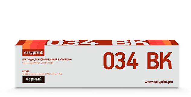 

Картридж лазерный EasyPrint LC-034BK (034 BK/9454B001), черный, 12000 страниц, совместимый для Canon iR C1225/C1225iF