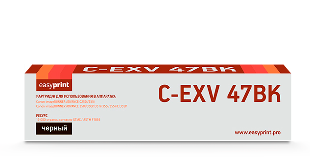 

Картридж лазерный EasyPrint LC-EXV47BK (C-EXV47 BK/8516B002), черный, 19000 страниц, совместимый для Canon iR ADVANCE C250/255/350/351/355