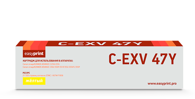 

Картридж лазерный EasyPrint LC-EXV47Y (C-EXV47 Y/8519B002), желтый, 21500 страниц, совместимый для Canon iR ADVANCE C250/255/350/351/355 без чипа